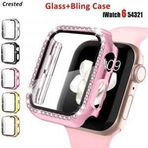 Diamond case cover For Apple Watch Case 44/40/42/38mm Watch bumper Screen Protector Accessories for Case Accessory for Serie 3 4 5 6 SE